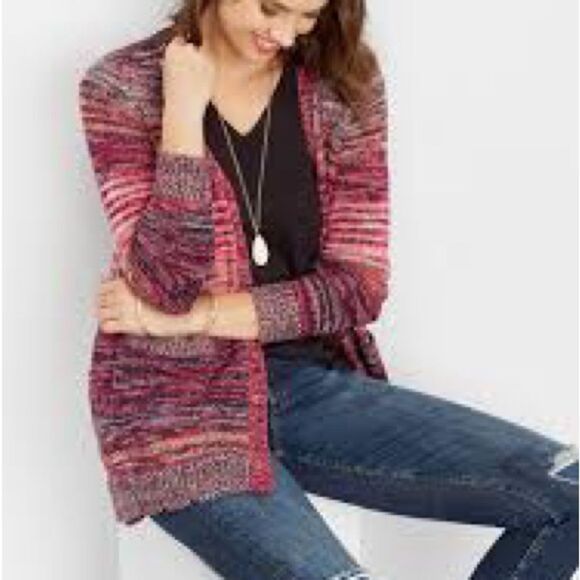 Maurices Red and Pink Knit Cardigan - Picture 1 of 4